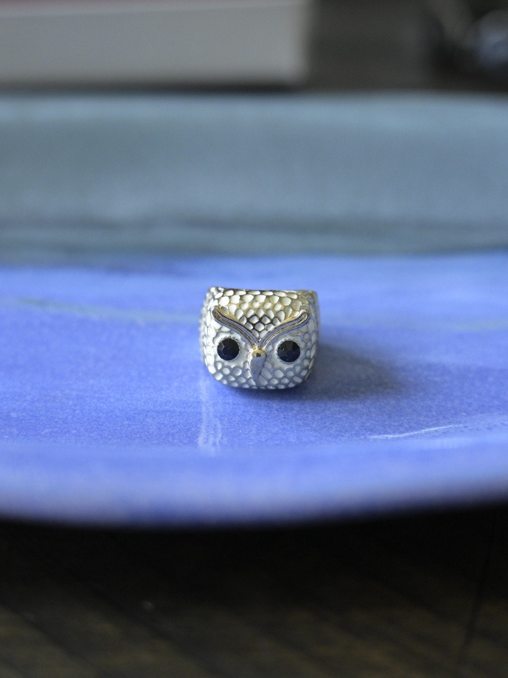 Light Gold Coloured Owl Statement Ring